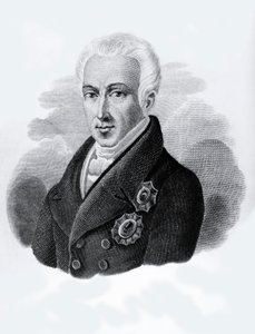 Ioannis Antonios Kapodistrias伯爵（1776-1831）的肖像，1828年至1831年的希腊共和国总统，雕版画 作者 沃尔特·查尔斯·米尔斯