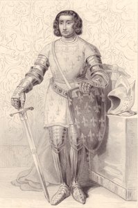 阿图瓦的菲利普，欧伯爵（1358-1397）的肖像，雕刻，20x13厘米，来自凡尔赛历史画廊，《法国历史》，Charles Gavard出版社，巴黎，约1840。 作者 沃尔特·查尔斯·米尔斯