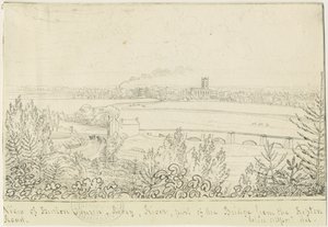 特伦特河畔柏顿：钢笔和墨水绘画，编号[1799-1854] 作者 约翰·奥尔波特