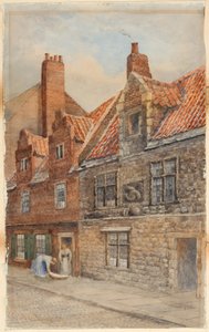 The Dolphin House，Low Friar Street，泰恩河畔纽卡斯尔（bodycolour，pencil und wc on paper） 作者 约翰·大西洋·斯蒂芬森