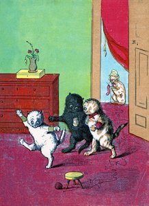 三只戴着手套的小猫，插图来自“三只小猫” 1859