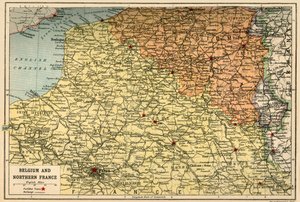 比利时和法国北部地图，c1914，c1920。
