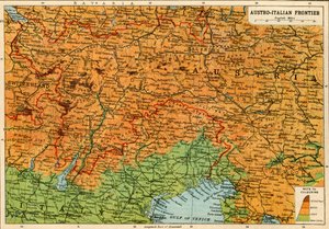 奥匈帝国边境地图，第一次世界大战，c1920年。