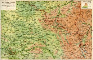 法国北部，说明西方战役，1914年，c1920年。