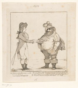 福克斯与威尔士王子》，1783 年
法斯塔夫和他的王子（物上有标题） 作者 威廉·霍兰德