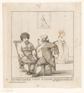 查尔斯-福克斯和弗雷德里克-诺斯的作品，1783 年
灌木丛与弓箭手（标题在实物上） 作者 威廉·霍兰德