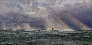 龙须沟灯塔附近的西北大风，1873年。 作者 约翰·布雷特