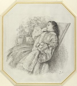Georgina Hannay，1859年（白纸上的钢笔和黑色墨水） 作者 约翰·布雷特