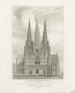 利奇菲尔德大教堂（Lichfield Cathedral）-西线：版画，nd [c 1820] 作者 约翰·布里顿