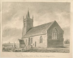 Acton Trussell教堂：棕褐色绘画，1841年 作者 约翰·巴克勒
