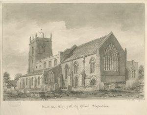 奥德利教堂（Audley Church）：棕褐色素描，1840年 作者 约翰·巴克勒