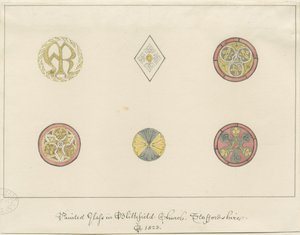 Blithfield教堂-彩绘玻璃：铅笔素描，1823年 作者 约翰·巴克勒