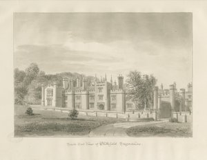 Blithfield Hall：棕褐色绘图，1823年 作者 约翰·巴克勒
