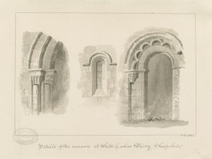 Brewood - Whiteladies Priory (Ruin) : sepia drawing 作者 约翰·巴克勒