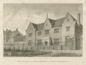 Burton-upon-Trent - Grammar School: sepia drawing 作者 约翰·巴克勒