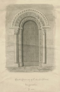 Codsall Church - South Doorway: sepia drawing 作者 约翰·巴克勒