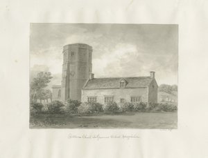 Dilhorne - Church and Grammar School: sepia drawing 作者 约翰·巴克勒