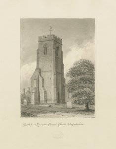 德雷顿·巴塞特教堂（Drayton Bassett Church）：棕褐色素描，1838年 作者 约翰·巴克勒