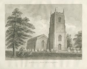 埃拉斯通教堂（Ellastone Church）：棕褐色素描，1847年 作者 约翰·巴克勒