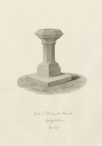 Font in Bucknall Church: sepia drawing 作者 约翰·巴克勒