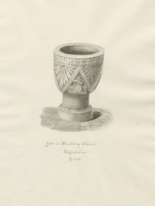 Font in Bushbury Church: sepia drawing 作者 约翰·巴克勒