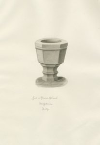 Font in Grindon Church: sepia drawing 作者 约翰·巴克勒