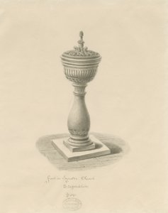 Font in Ingestre Church: sepia drawing 作者 约翰·巴克勒