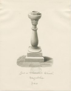 Font in Shareshill Church: sepia drawing 作者 约翰·巴克勒