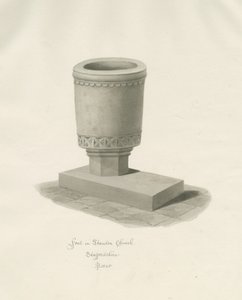 Font in Standon Church: sepia drawing 作者 约翰·巴克勒
