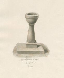 Font in Waterfall Church: sepia drawing 作者 约翰·巴克勒
