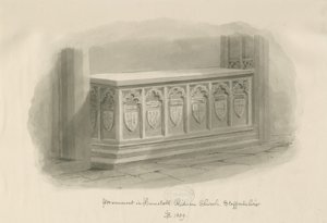 Hamstall Ridware教堂-纪念碑：棕褐色水墨画，1839年