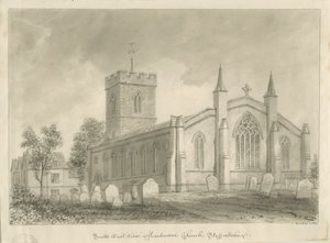 Harborne Church: sepia drawing 作者 约翰·巴克勒