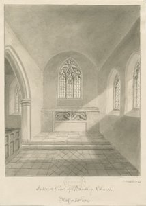 布拉德利教堂内部：棕褐色绘画，1842年 作者 约翰·巴克勒