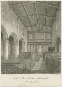 Interior of Caverswall Church: sepia drawing 作者 约翰·巴克勒