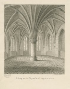 Interior of Lichfield Cathedral - Library above Chapter House: sepia drawing 作者 约翰·巴克勒