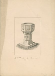 兰开夏郡-沃丁顿教堂-字体：深褐色绘画，1808年 作者 约翰·巴克勒