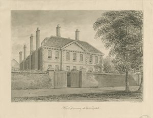 利奇菲尔德（Lichfield）-The Deanery in the Close：Sepia drawing，1838 作者 约翰·巴克勒