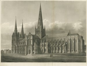 利奇菲尔德大教堂（Lichfield Cathedral）-东南视图：qua草雕刻，nd [？19th cent]