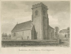 Mavesyn Ridware教堂：棕褐色绘画，1839年 作者 约翰·巴克勒