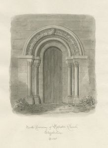 Rolleston Church - North Doorway: sepia drawing 作者 约翰·巴克勒
