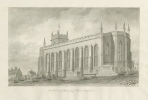 罗利·里吉斯教堂（Rowley Regis Church）：棕褐色素描，1847年 作者 约翰·巴克勒