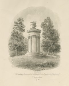 Shugborough - The Choragic Monument of Lysicrates：棕褐色绘图 作者 约翰·巴克勒