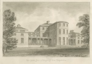 Shugborough Hall-花园前：棕褐色素描，1842年 作者 约翰·巴克勒