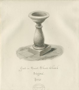 Stafford-圣乍得教堂的字体：棕褐色水墨画 作者 约翰·巴克勒