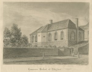 斯塔福德-语法学校：棕褐色绘画，1837年 作者 约翰·巴克勒