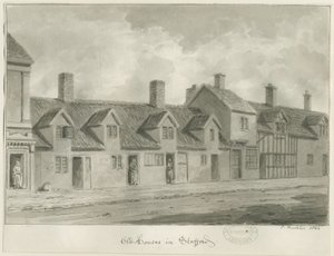 斯塔福德-老房子[在Eastgate街]：乌贼墨画，1844年 作者 约翰·巴克勒