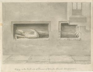Standon Church - Wall Tomb [to Nicholas Hyde]: sepia drawing 作者 约翰·巴克勒