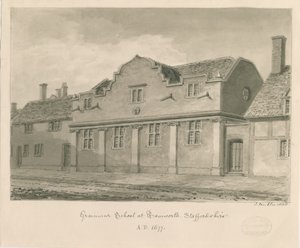 塔姆沃思-语法学校：棕褐色绘画，1838年 作者 约翰·巴克勒