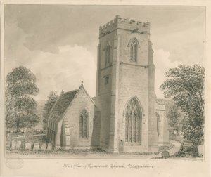 Tettenhall教堂：棕褐色水墨画，1837年 作者 约翰·巴克勒