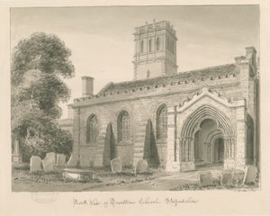 特伦瑟姆教堂（Trentham Church）：棕褐色水墨画，1840年 作者 约翰·巴克勒